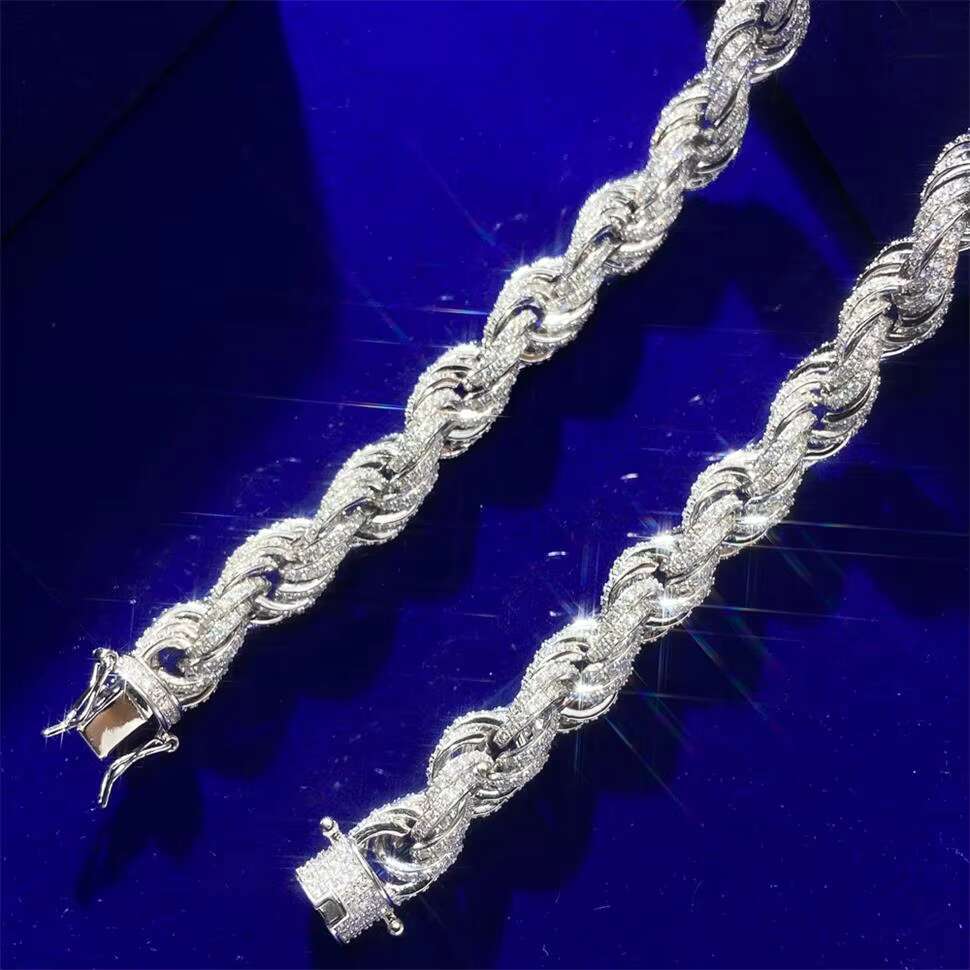 Custom Higher Quality 10K Gold Plated Pass Diamond Tester Full Vvs Moissanite Rope Chain Bracelet for Men