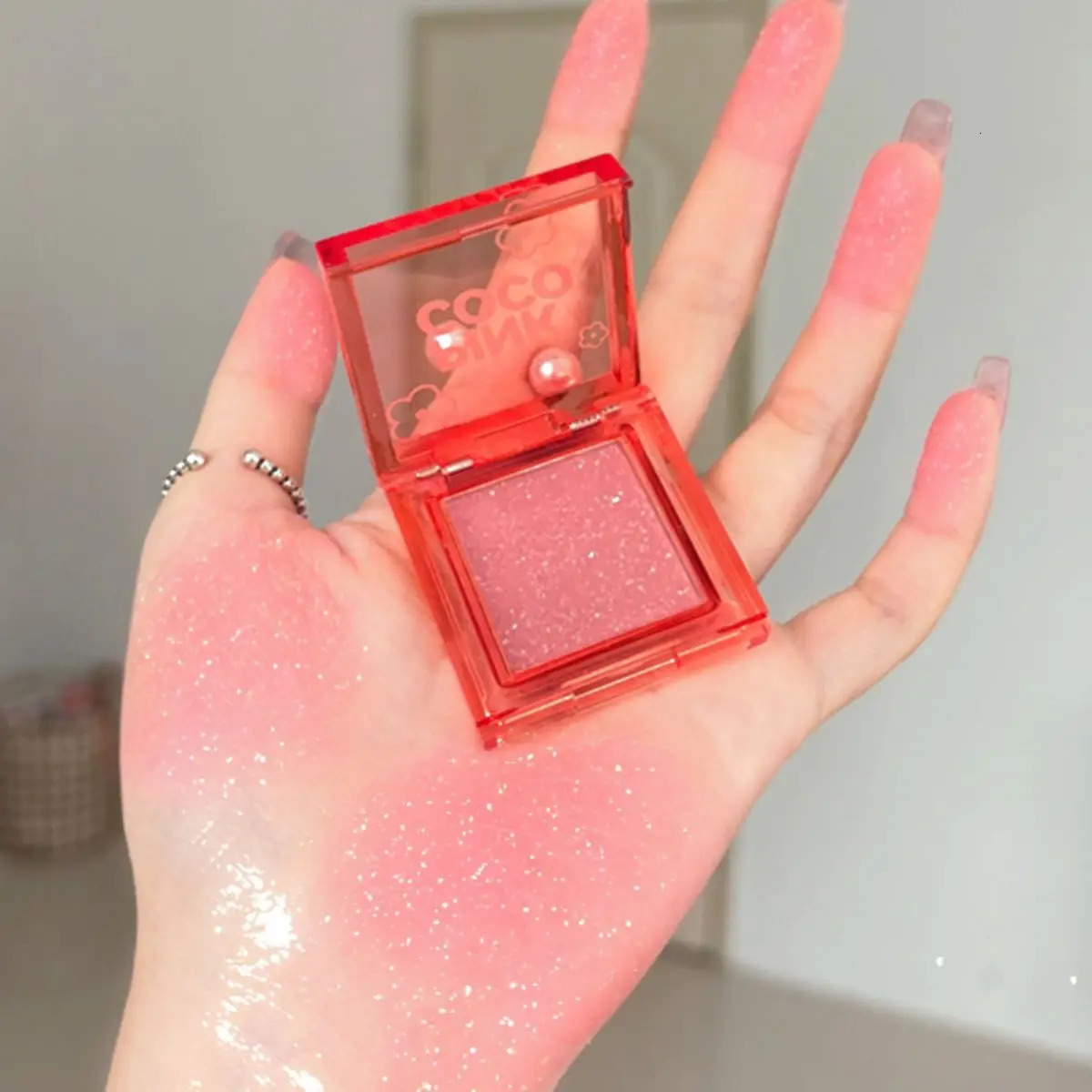 PINKCOCO fine flash soft fog fluffy powder blusher monochrome natural eye shadow single board multipurpose 250325