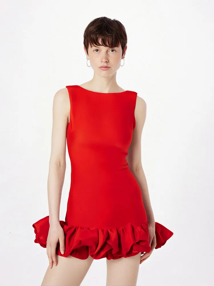 Black sexy womens ALine dress summer zipper vest sleeve mini elegant backless casual slim fit 250407