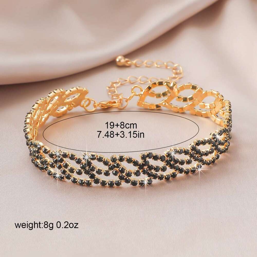 Dark style black hollow rhie fashionable versatile personality simple Fried Dough Twists NEW dia bracelet
