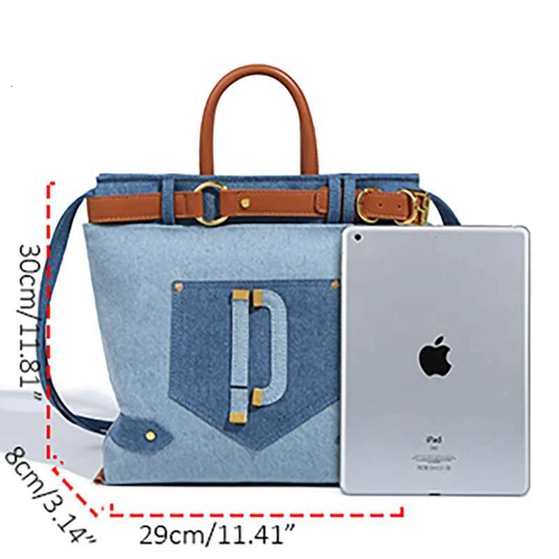 VM FASHION KISS 2024 New Retro Denim Jeans Casual Tote Cool Girl Shoulder Bags Soft Large Capacity Shopping Handbags Vintage