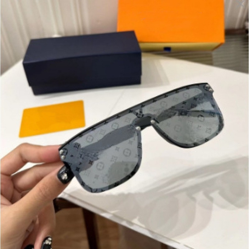 Frame sunglasses designer sunglasses glasses Men Outdoor Black Monogram Pattern Sunglasses Mens Box Auth Retro and Women Large for