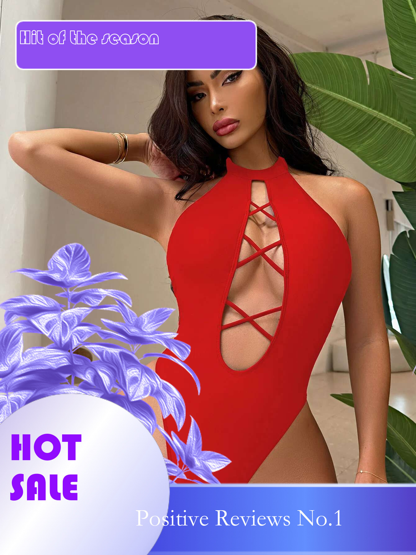 Dongdumaoyi Sexy Hollow Out Bandage Cross One Piece Swimsuit Women Black High Neck Backless Beach Bathing Suit Swimwear Pool Monokini