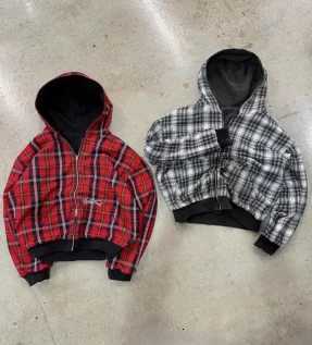 Harajuku simple Korean design casual versatile couple zipper cardigan Y2K early autumn retro double-sided plaid hooded jacketY251107