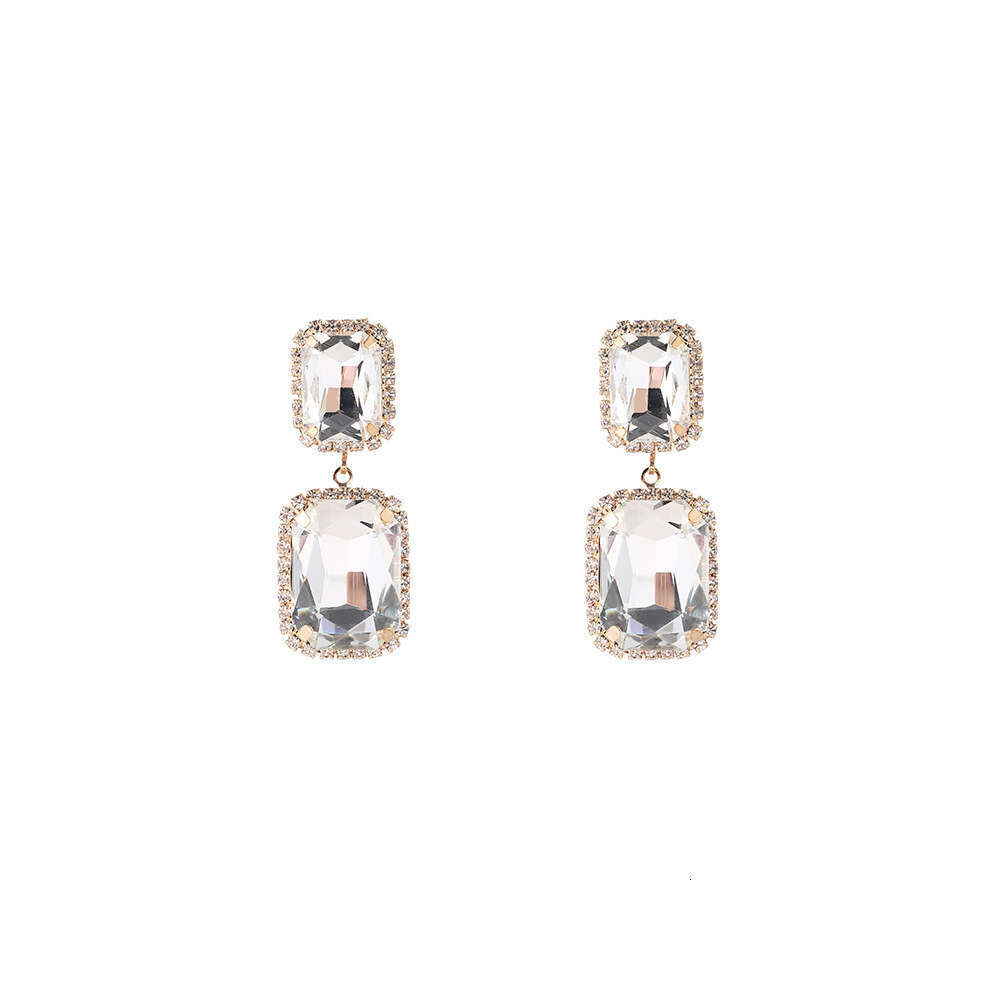 Style, personality, fashion, simple and fashionable rectangular cut earrings, temperament, women's accessories