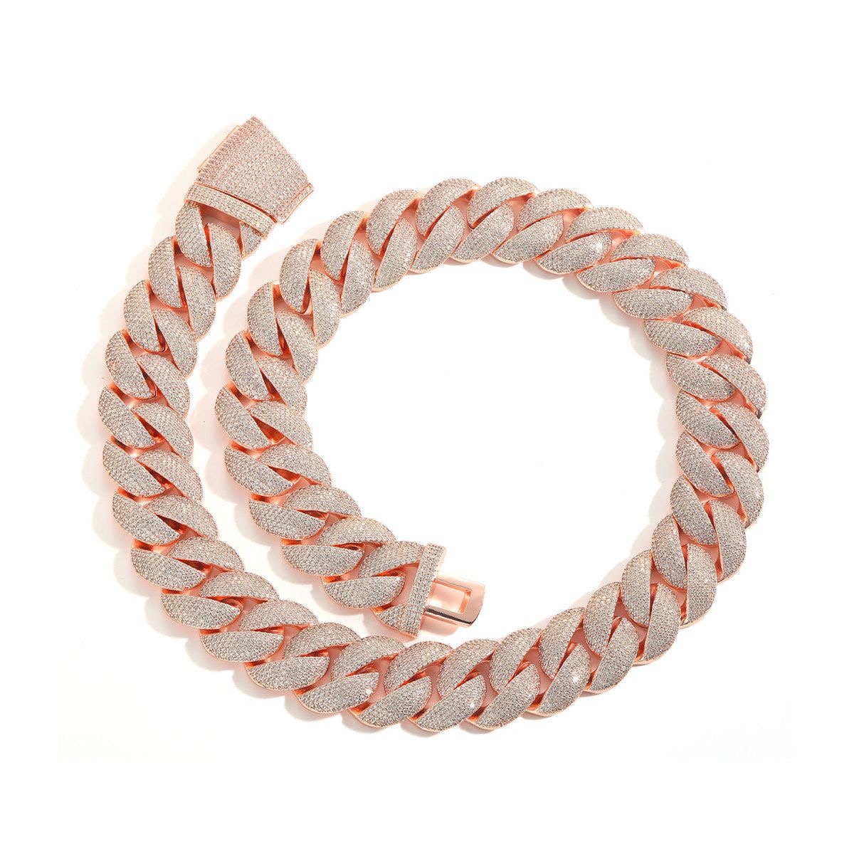 Men's Hip Hop Cuban Link Necklace - 3 Rows Moissanite Cubes & Personalized Ice Chain in 20mm Wide Gold Plated Design