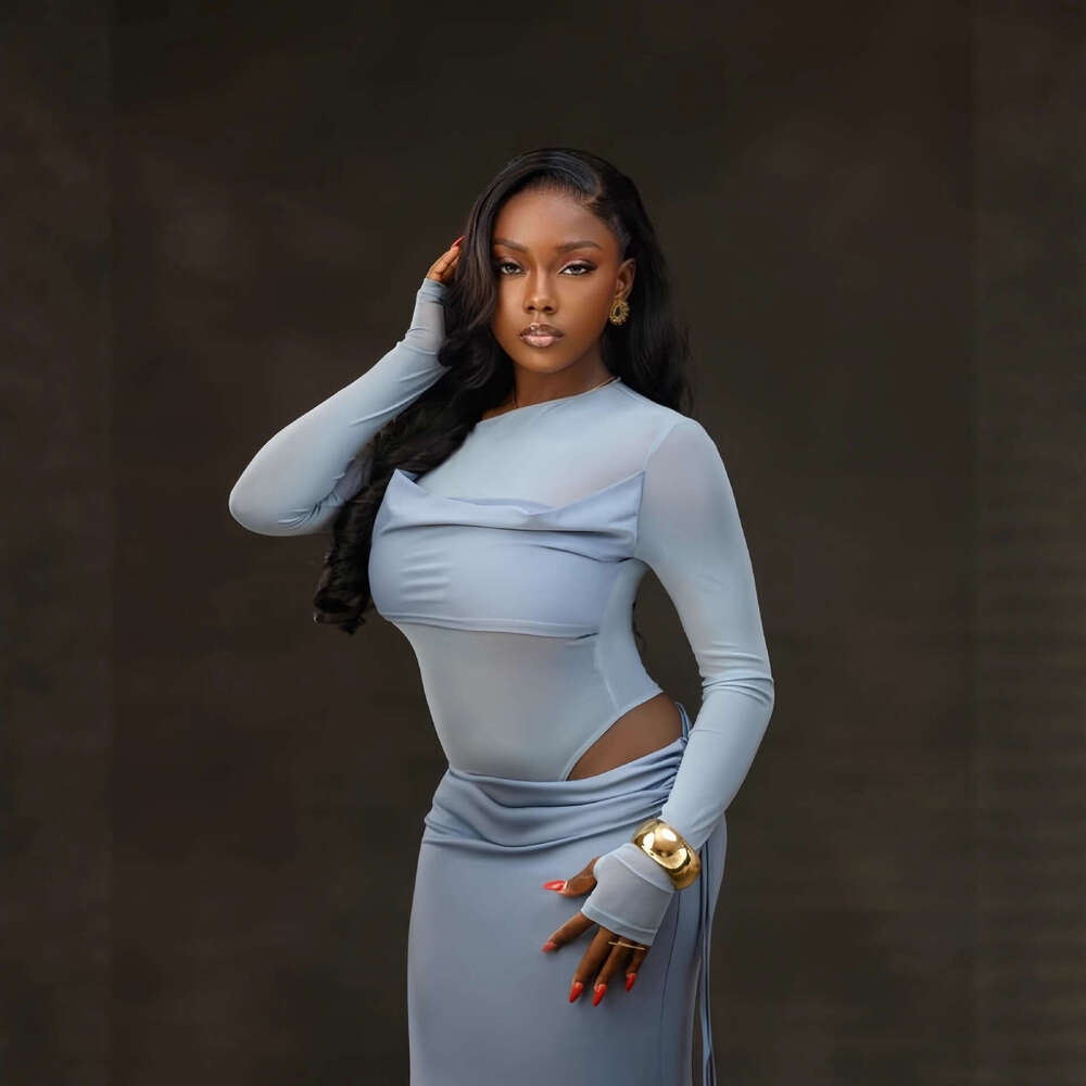 2025 Winter New Cross-Border Women's Fashion Solid Color Long Sleeve Sexy Slim Tie Half Skirt Two-Piece Set