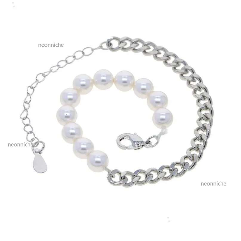 Other Jewelry Sets Classic Half Pearl Cuban Chain Beaded Necklace Bracelet Women Lady Girl New Fashion Iced Out Zirconia Hip Hop Best Ot6Wm