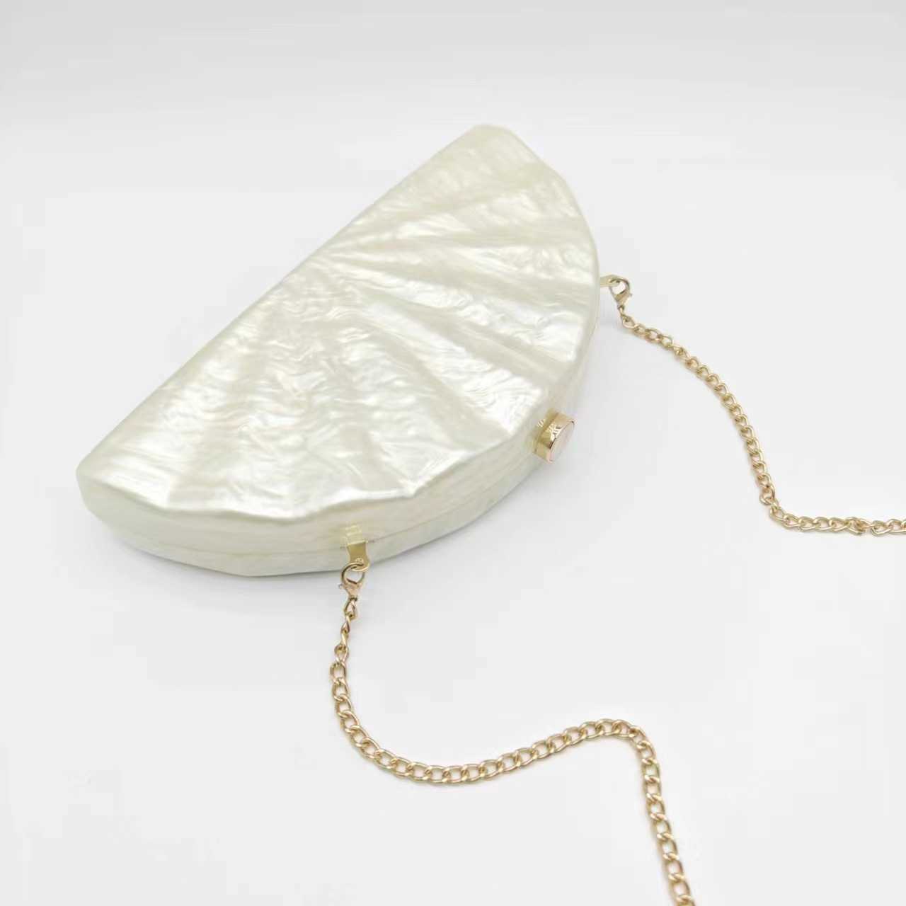 Ladies new diagonal cross bag semi circular fan shaped acrylic bag Fashion wedding banquet handbag