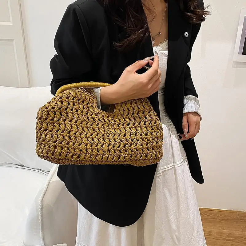 Fashion Elegant Woven Handbag Female Beach Straw Underarm Bag Versatile Exquisite Shoulder Bags Evening Bags For Women Gifts R251110