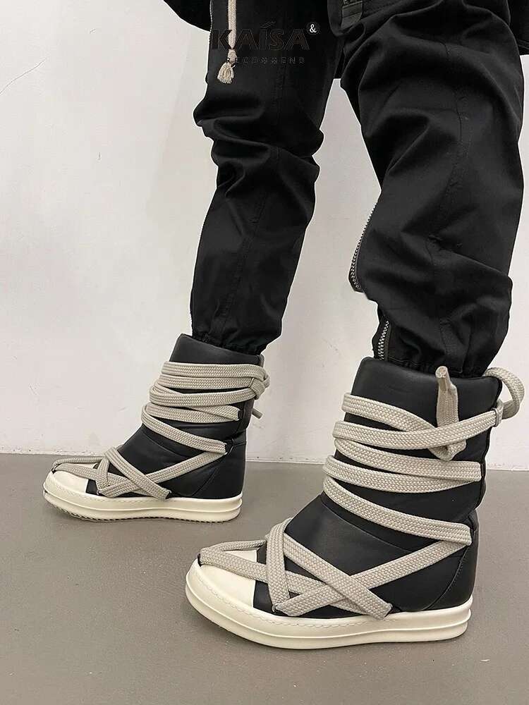 High Top Platform Corss Tied Men's Casual Boot Shoes Women Sneakers Designed Causal Flats Ankle Botas Size 44