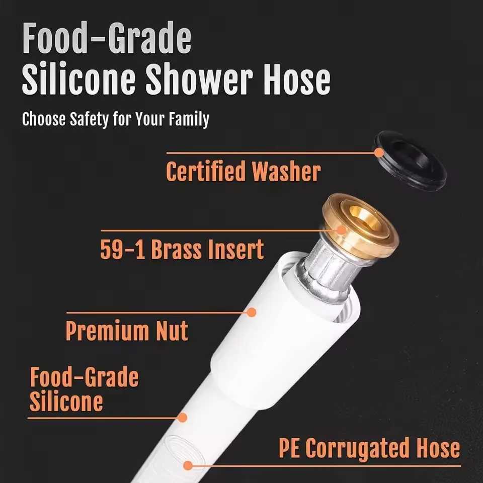 High Quality Silicone Shower Hose 15/2M ible Bath Pipe Anti-Winding High Pressure Shower Tube Bathro Faucet Accessories Y251107