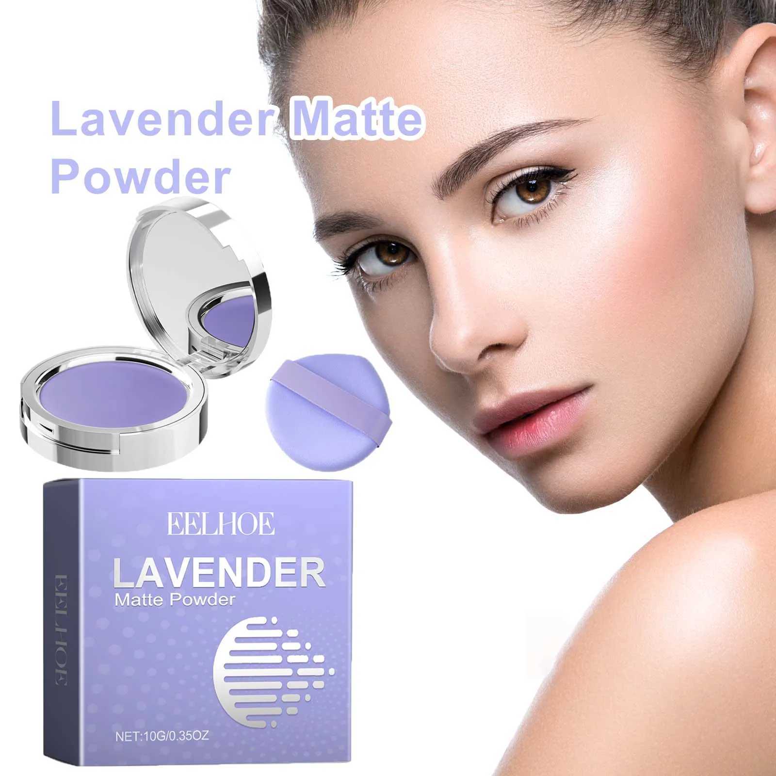 Lavender matte powder oil control set powder waterproof smooth makeup foundation make-up powder with puff loose set powderXJ250407