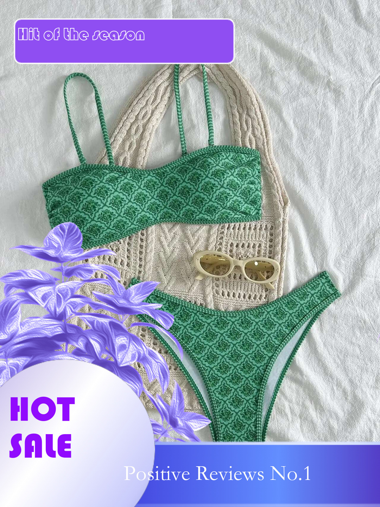 Dongdumaoyi Sexy Bandeau Bikini Women Green Floral Pleate Push Up Padded Thong Swimsuit Summer Bathing Suit Two Piece Swimwear Biquini