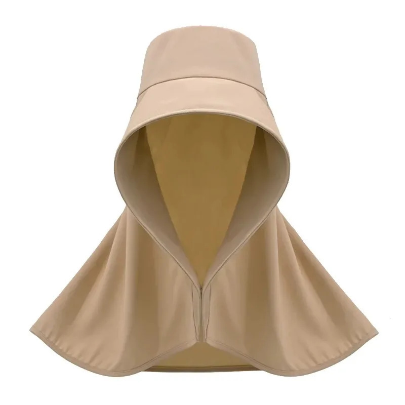 Summer Womens Hat Outdoor UV Neck Sunscreen Sunshade Fishing Hiking Big Brim Shawl tail Solid Color 250326