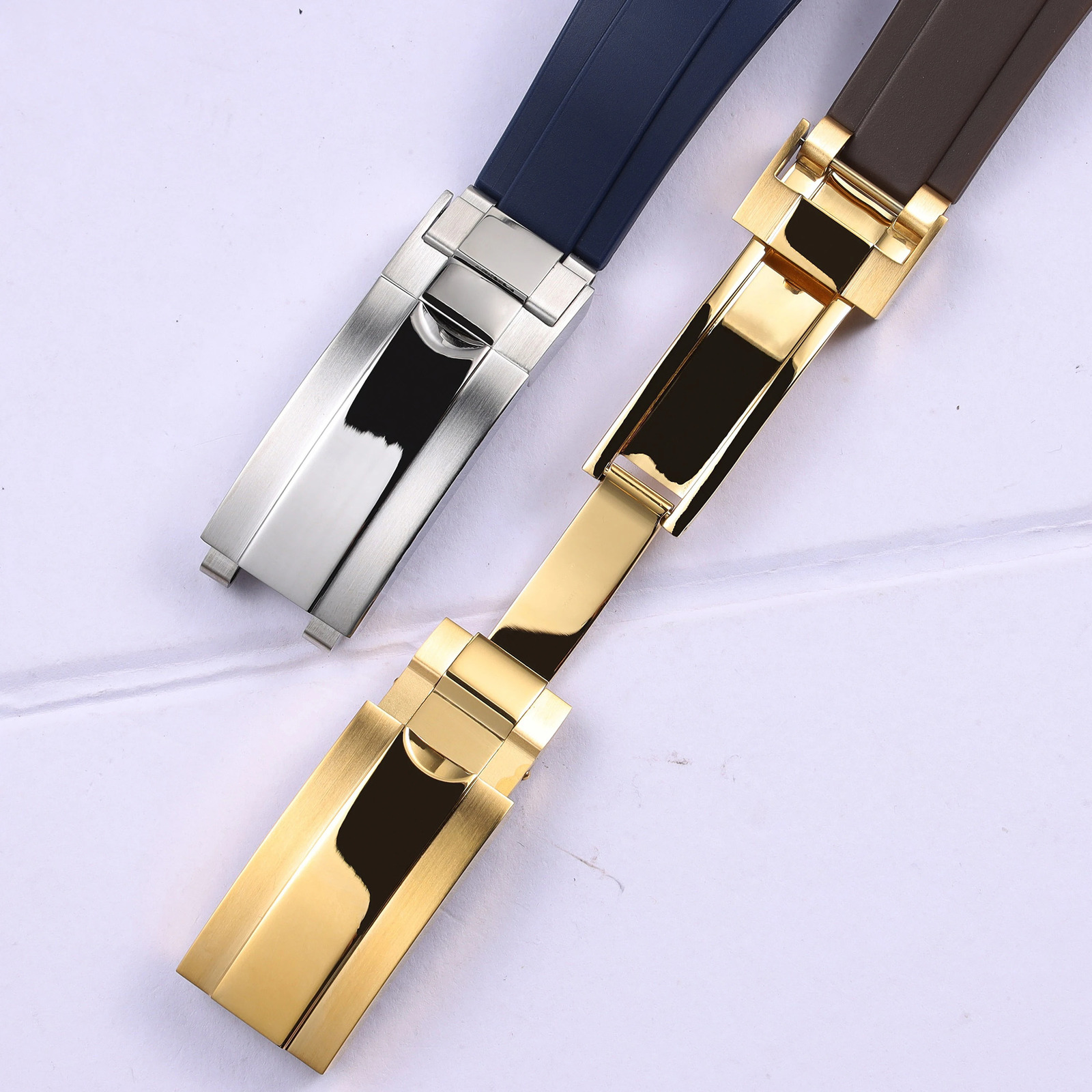 high quality 20 21mm black blue rubber watchband strap for Rolex Submariner Daytona GMT Oyster Datejust Silicone Wrist Bracelet 251107