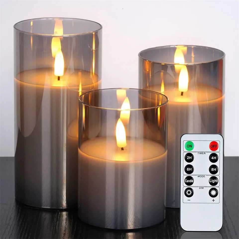 Battery Operated LED Flameless Candles with Remote and Timer Real Wax Candles Flickering Light for Wedding Home Party Decor W251107