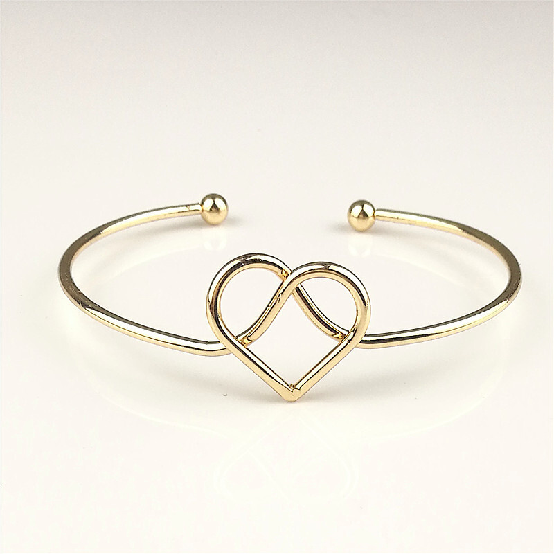 Fashionable and versatile tight hoop charm style heart-shaped for women with hollowed out opening bracelet