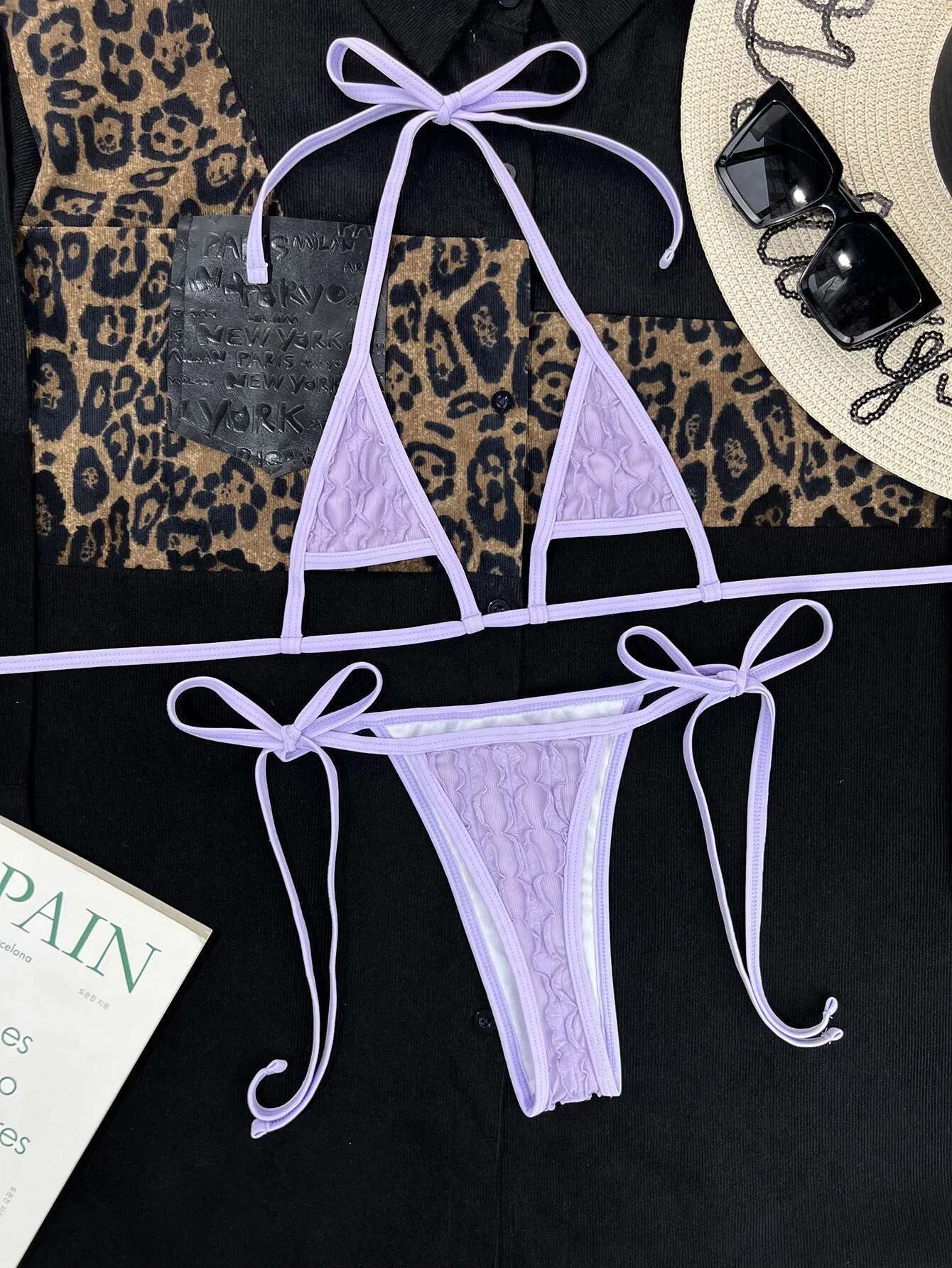 Dongdumaoyi Micro Bikini Sexy Women Swimsuit Purple Cut Out Push Up Extreme Swimwear Brazilian Bathing Suit Thong Swimming Beachwear