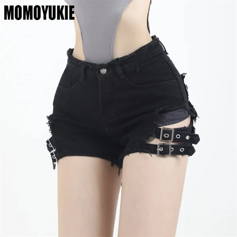 Summer Vintage Trend s Harajuku High Waisted Irregular Denim Shorts Goth Rock Sexy Women Shorts Slimming Versatile 250407