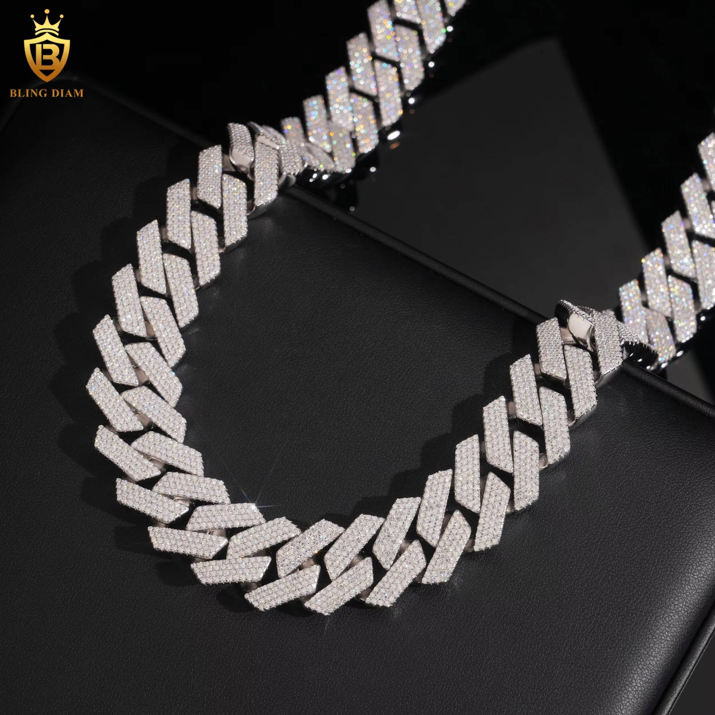Luxury VVS Moissanite Diamond 20mm Fashion Hip Hop Fine Jewelry Iced Out GRA Certificated Necklace Miami Cuban Link Chain