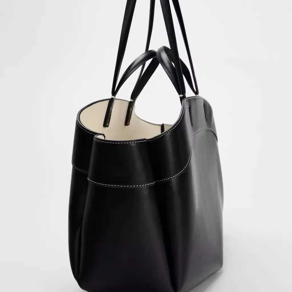 Canvas Splicing PU Tote Bags For Women Luxury Designer Handbag Purse 2024 New Fashion Large Capacity Commuting Shopping ShoulderW251107