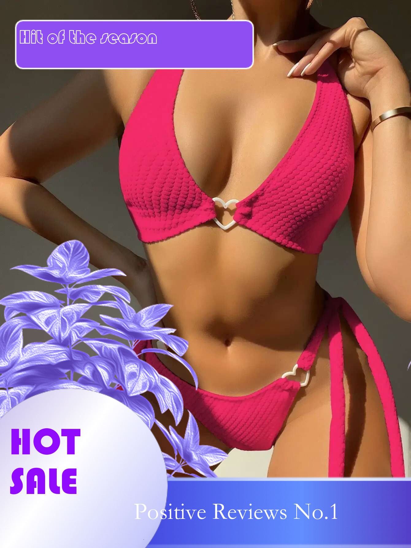 Dongdumaoyi Sexy Heart Designer Bikinis Sets Women Hot Pink White Push Up Tie Side Thong Swimsuit Summer Bathing Suit Micro Swimwear