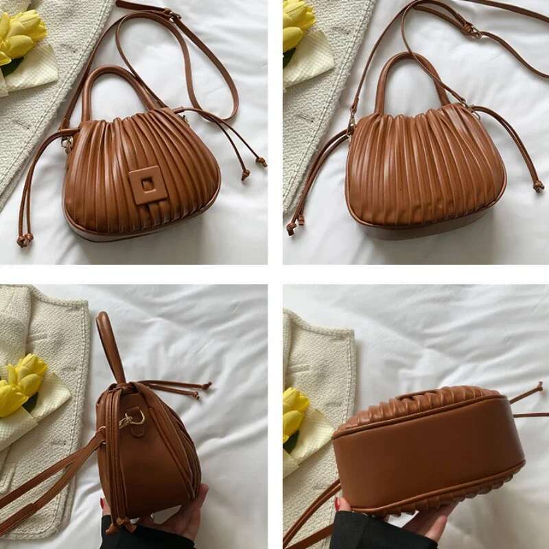 Design Fashion Brand Crossbody for Women 2025 Vintage Shoulder Handbag Female Tote Casual PU Leather Bucket Bag