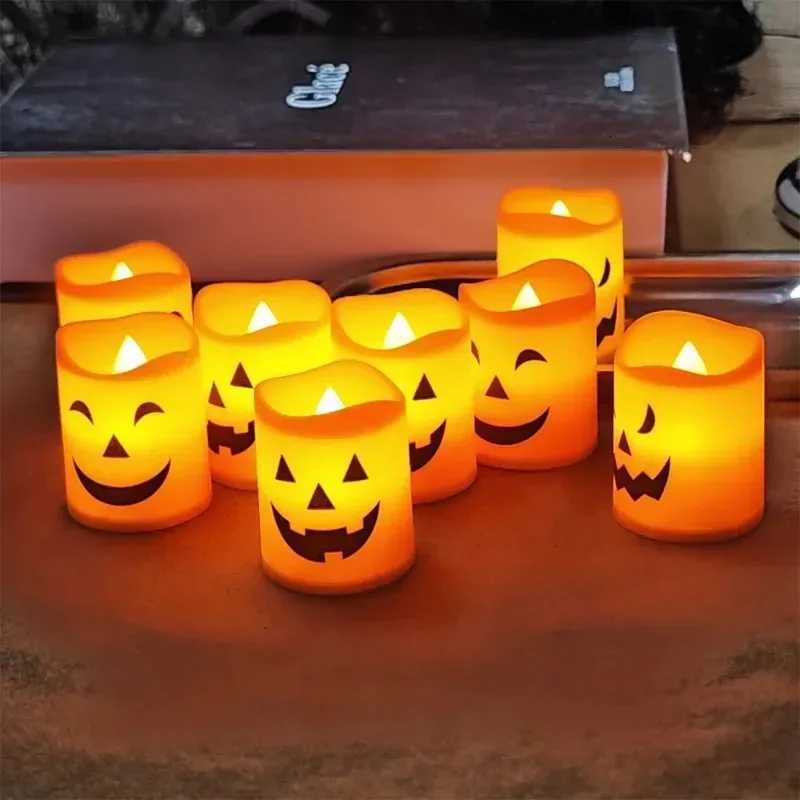 12/1PCS Halloween LED Candle Lights Ghost Electronic Glowing Pumpkin Lights Festival Party Decor Props Halloween Decorations W251107