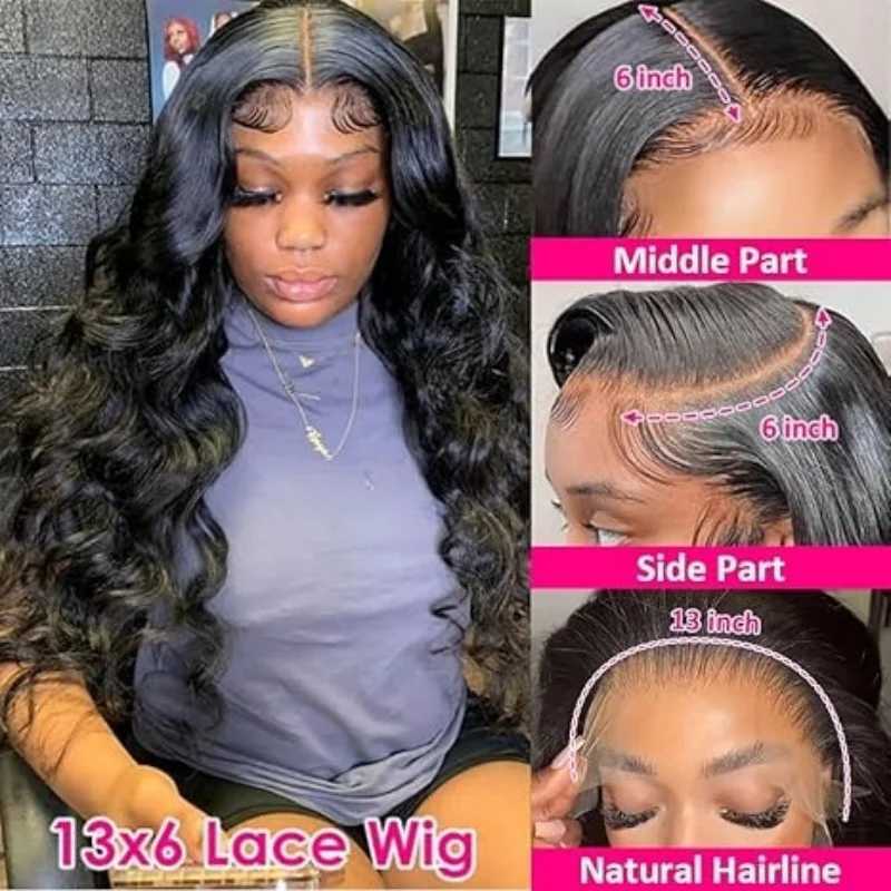 Body Wave Human Hair Wigs 13X6 Hd Lace Frontal Wig 250 Density 40 Inch 250 Density Pre Plucked Brazilian Hair 100 Natural Black W251107