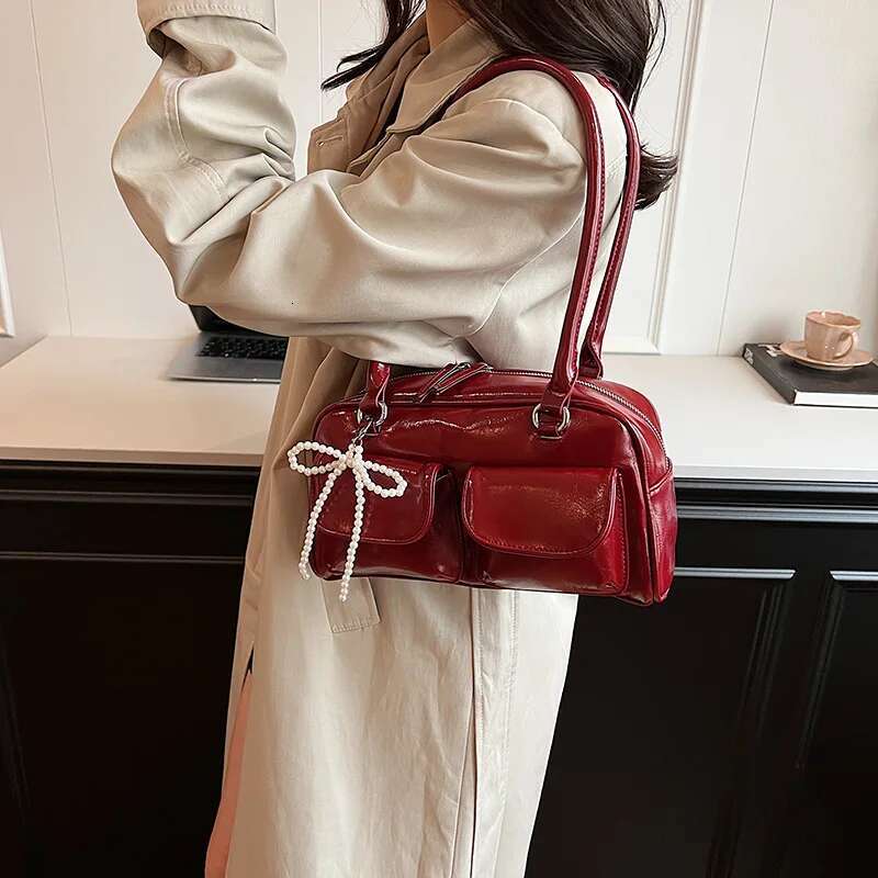2025New Model Bow Underarm Shoulder Bag Women Korean Version Fashion Solid Color Handbag Ballet Simple Style