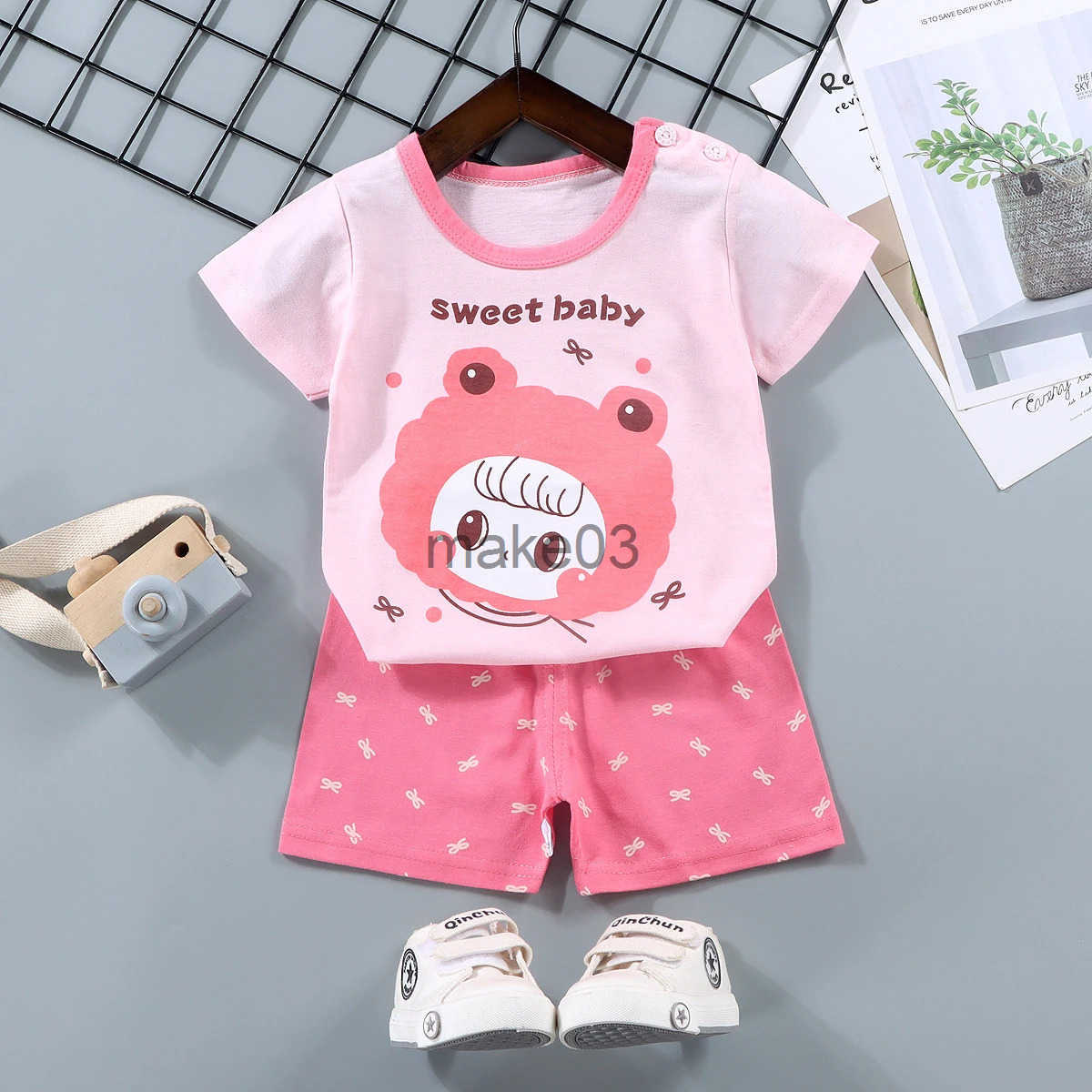 Childrens mothers childrens boys and girls T-shirts 2PCS summer cotton short sleeves baby clothing toddler set J250403
