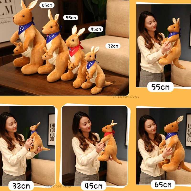 Lifelike Scarf Mum With Baby Kangaroo Plush Toy Kids Toy Simulation Australian Animals Kangaroo Plushie Funny Gift for Children C251107