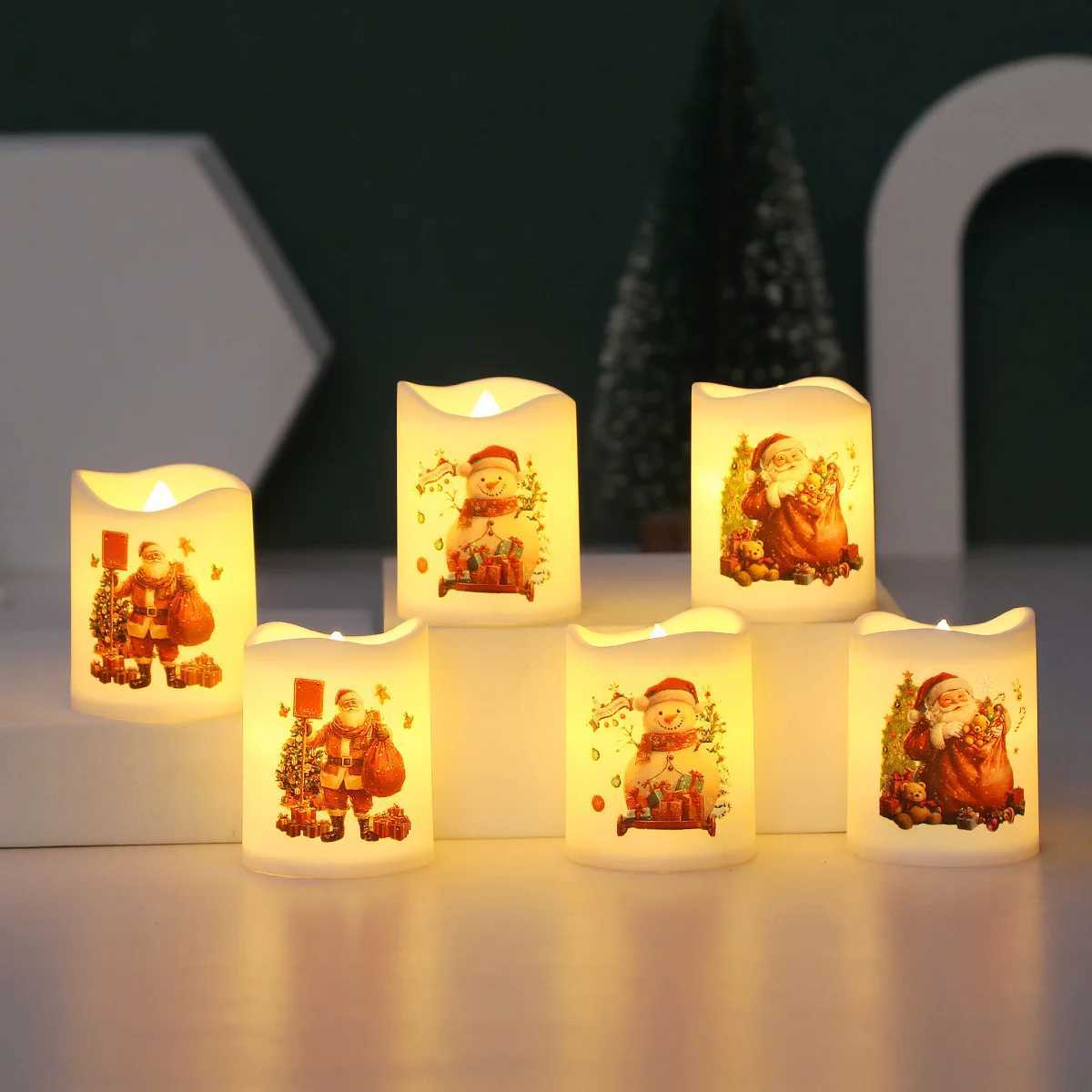 Christmas Candle Set Old Man Tree Snowman Christmas Eve Carnival Romantic Ornaments Light Led Christmas Decoration Candles Light W251107