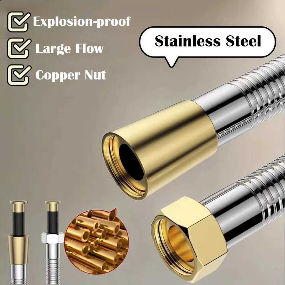 15/2/ Silver Large Flow Stainless Steel ible Shower Hose Long Bathro Shower Pipe Enlarged Inner Tube Bathro Accessory Y251107