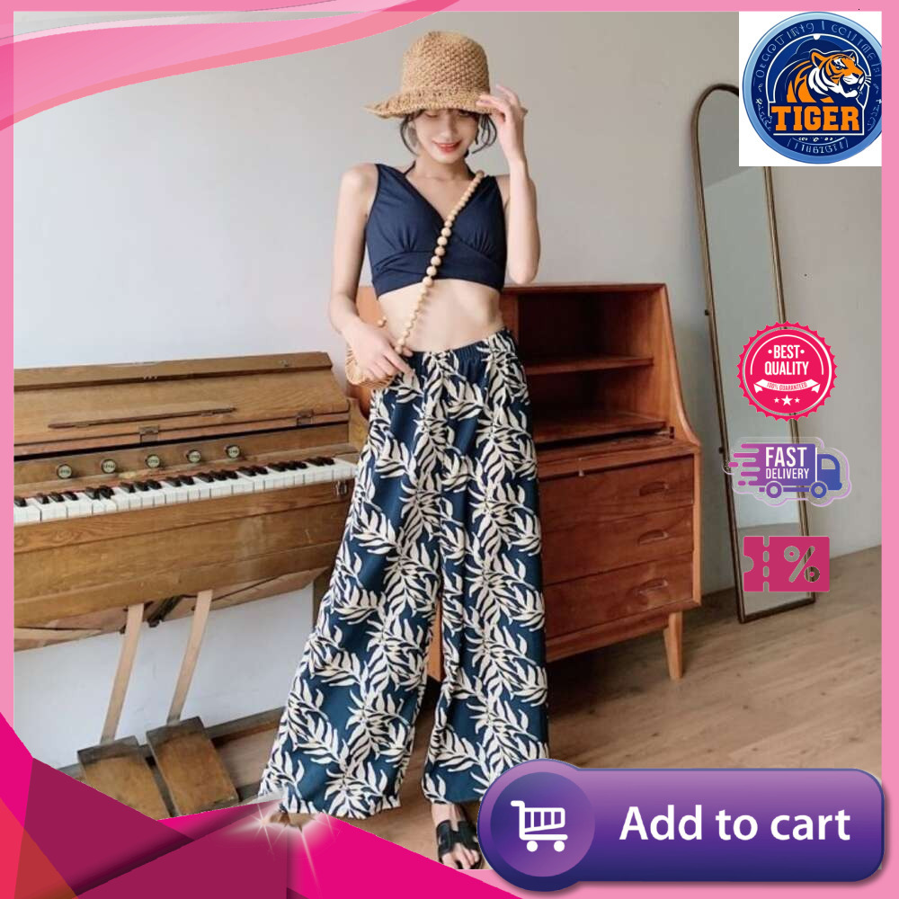 Ddmytiger Ddmytiger Thailand Beach Vacation Three Piece Women S Fashion Sexy Wide Legged Pants Leisure Conservative Gathering Hot Spring Swimming Suit