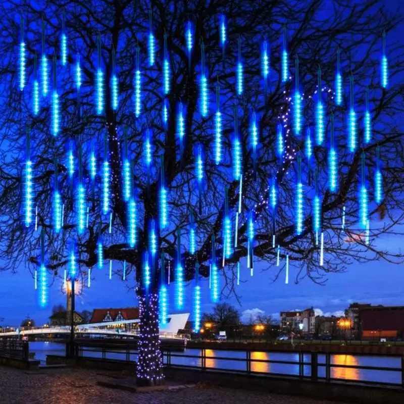 1/2/3/4 Set 30cm 50cm 8 Tube LED Meteor Shower Lights Christmas Festoon Lights Fairy Garlan Waterproof Garden Holiday Decoration W251107