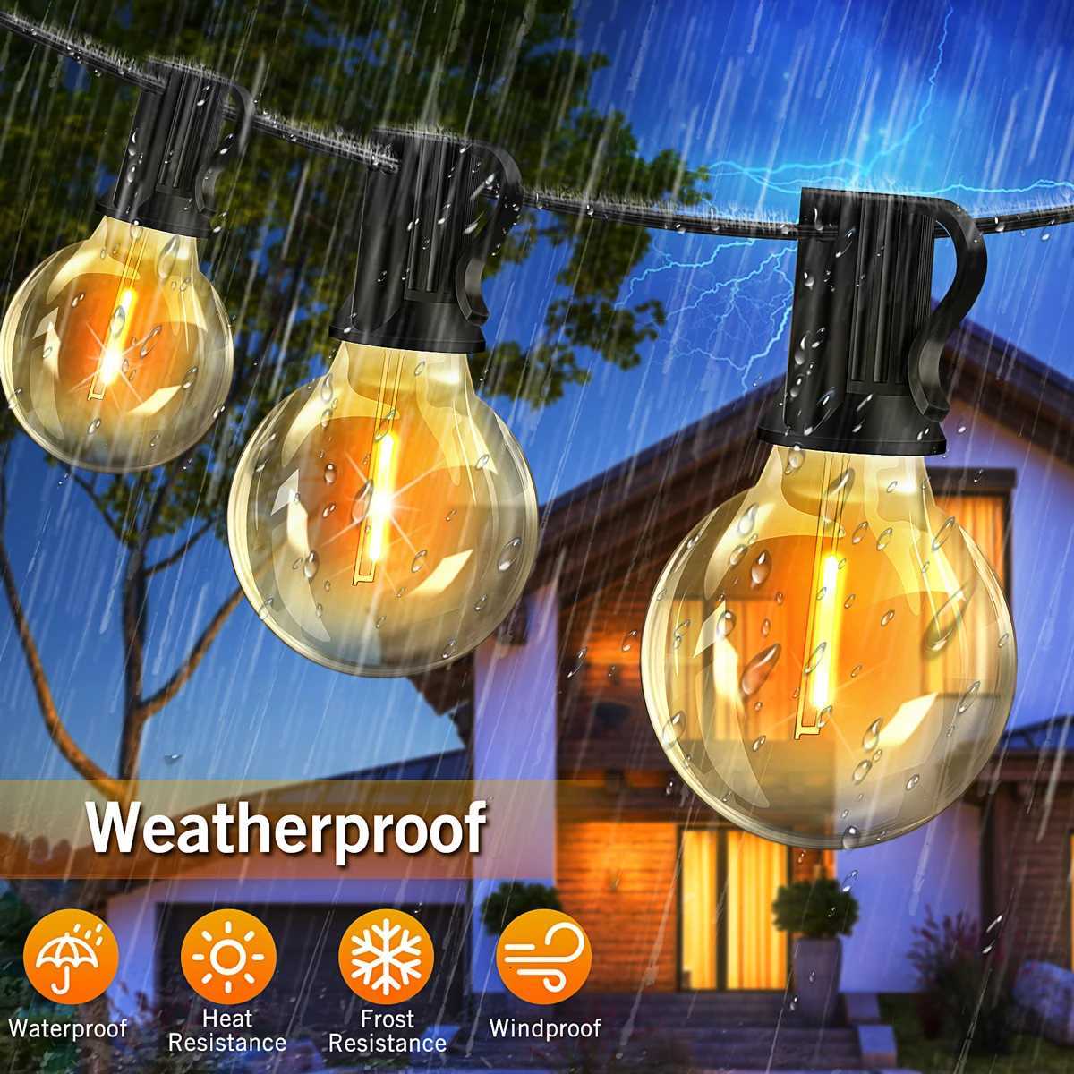 30/20/15/105/76M 30 Pcs Bulbs G40 String Light Glass 5W Bulbs Outdoor Garland UK Plug Connectable Christmas Garden Decoration W251107