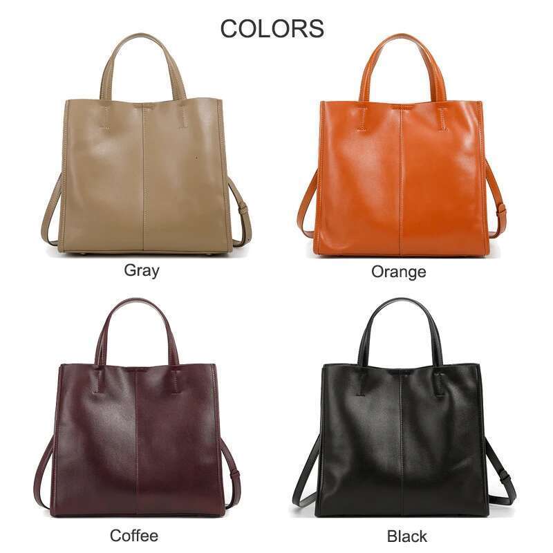 2025 Autumn New Women Genuine Leather Bucket Bag Female Large Capacity Shoulder Messenger Ladies Solid Color Retro Tote Handbag