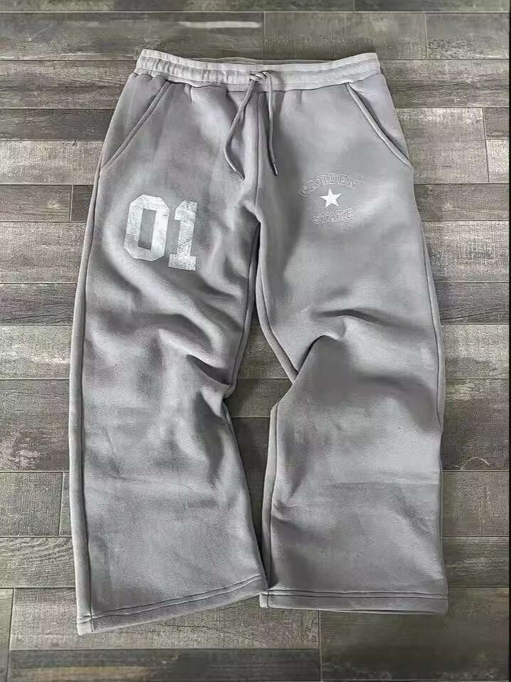 fashionable letter printed long with elastic waistband loose fit mens and womens trendy brand sanitary pants gift for man