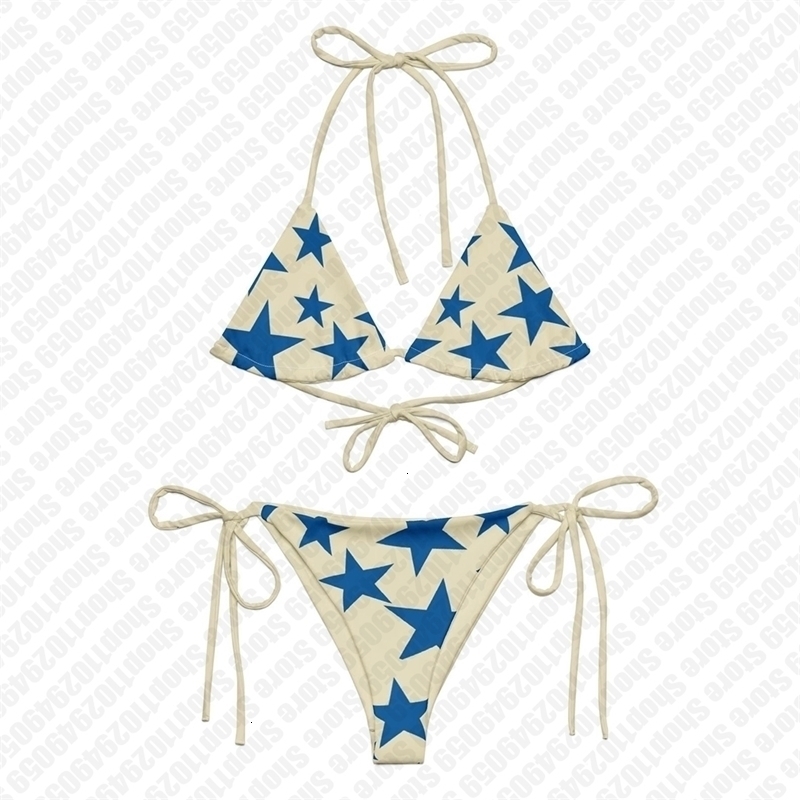 Y2k Style Gothic Grunge Swimsuit Bikini Y2K Bathing Suits Halter Strappy Lace Up 2000s Woman Punk Beach Swimwear Star 250403