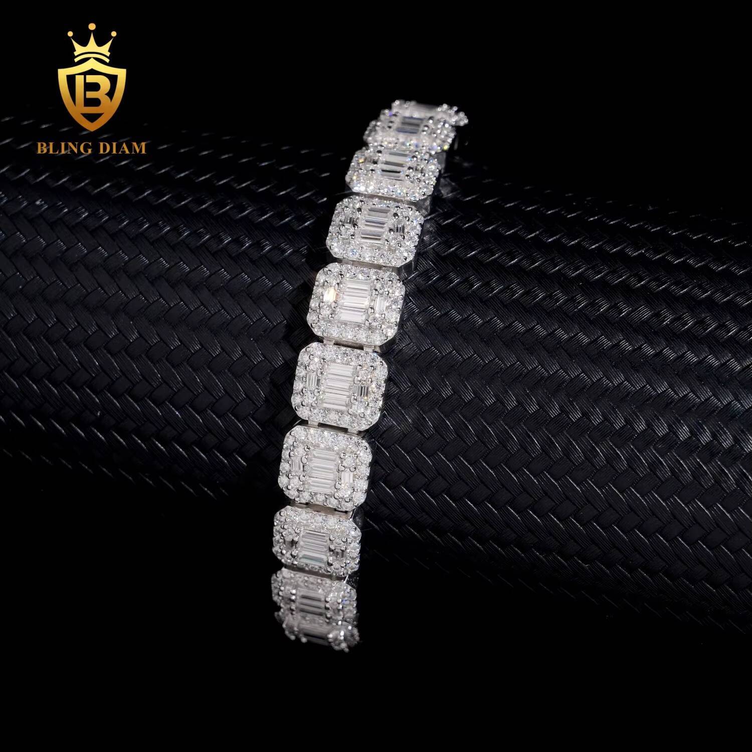 D Color VVS Moissanite Diamond Sterling Silver 925 9MM Lab Grown Diamond Bracelet Moissanite Cuban Link Bracelet