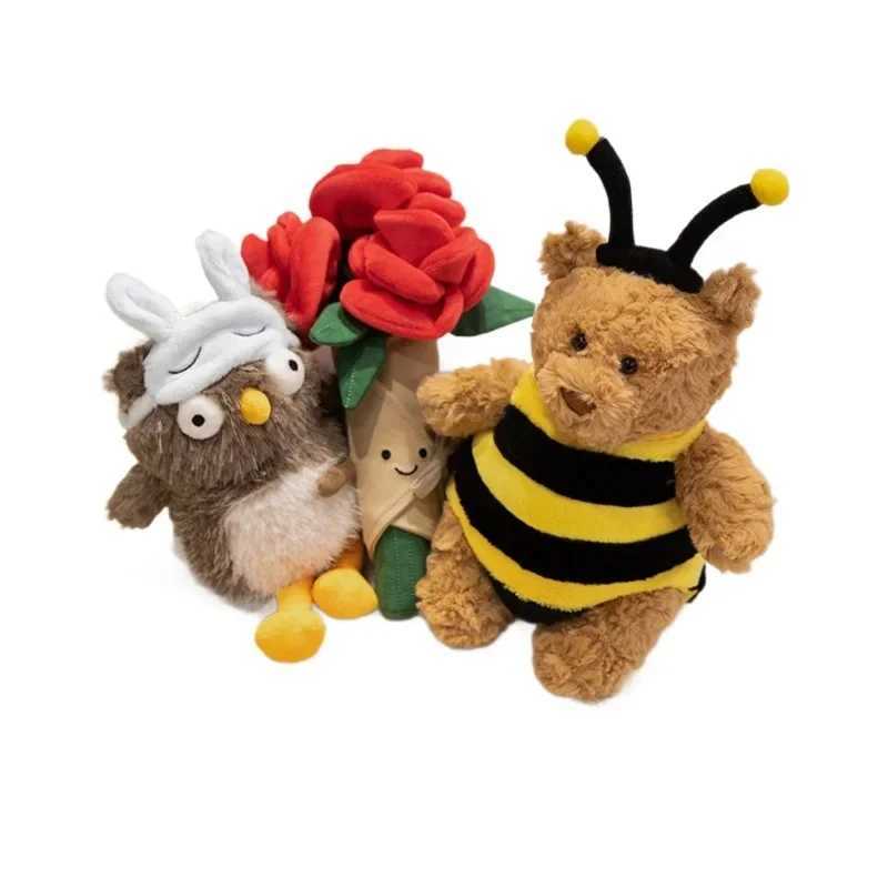 Cute Squishy Teddy Bear Transform Into Bee Plush Doll Owl Penguin Duck Rose Pluchies Toy Fun ValentineS Day Gift C251107