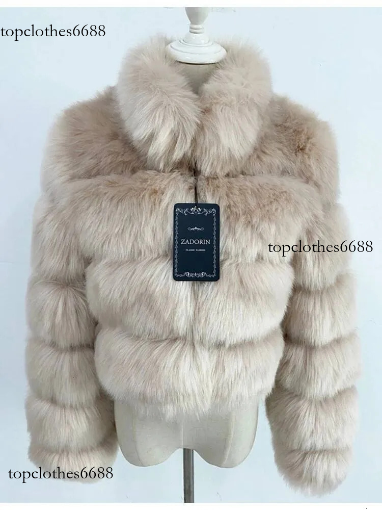 ZADORIN New Fashion Short Winter Fox Coat Woman Stand Collar Thick Warm Furry Jacket Faux Fur Cropped Top