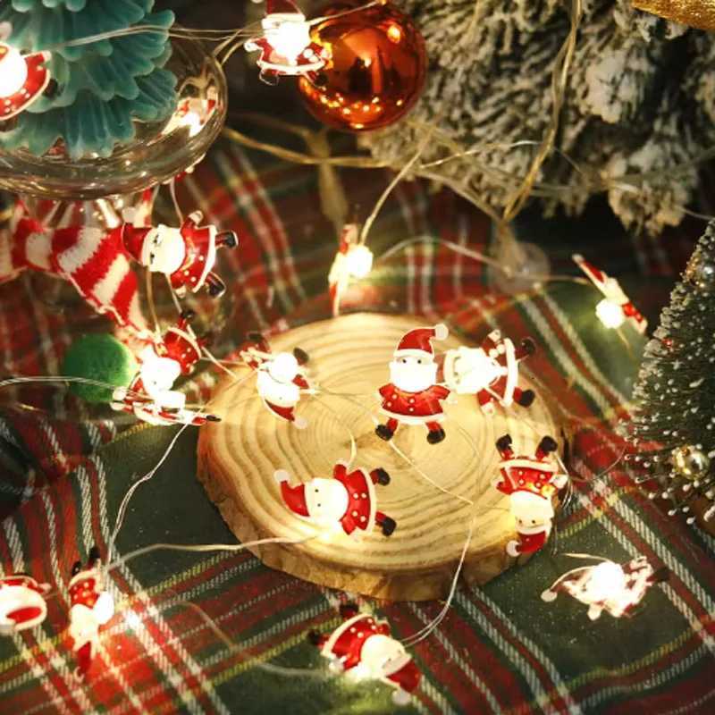 Led Copper Wire Lights Christmas Fastener Copper Wire Lights Santa Claus Snowman Elk Holiday Decoration Waterproof String Lights W251107
