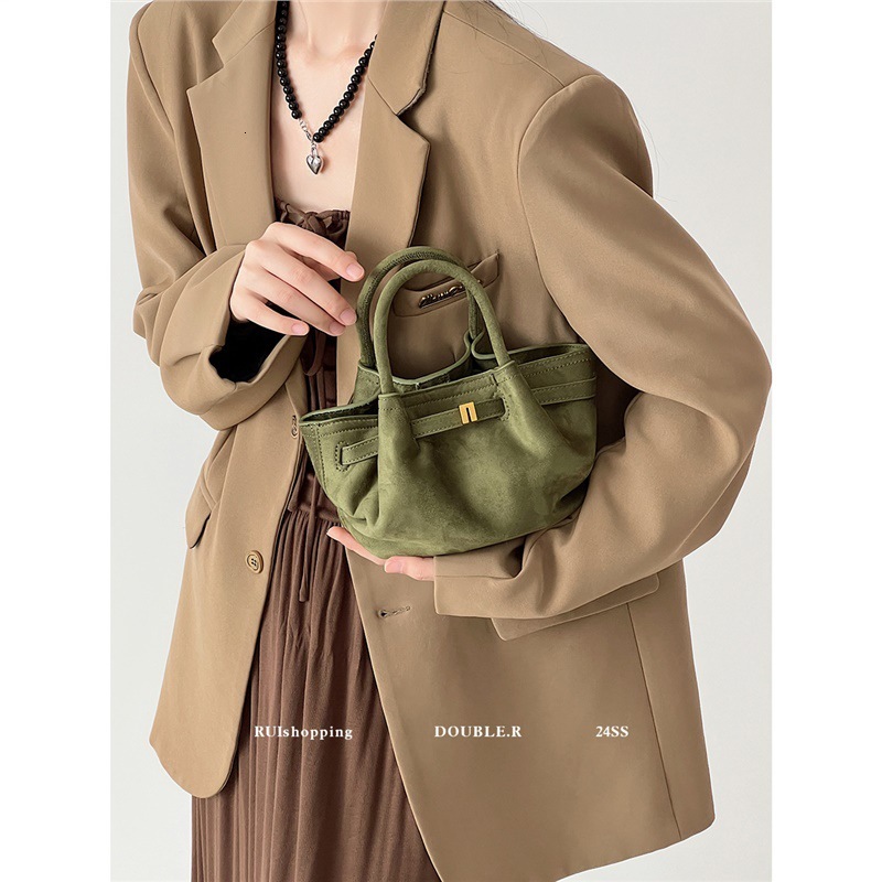 2025S New Model Designer Niche Texture Women S Ground Veet Dumpg Tote For Women Hand Held Single Shoulder Crossbody Bag Totebag