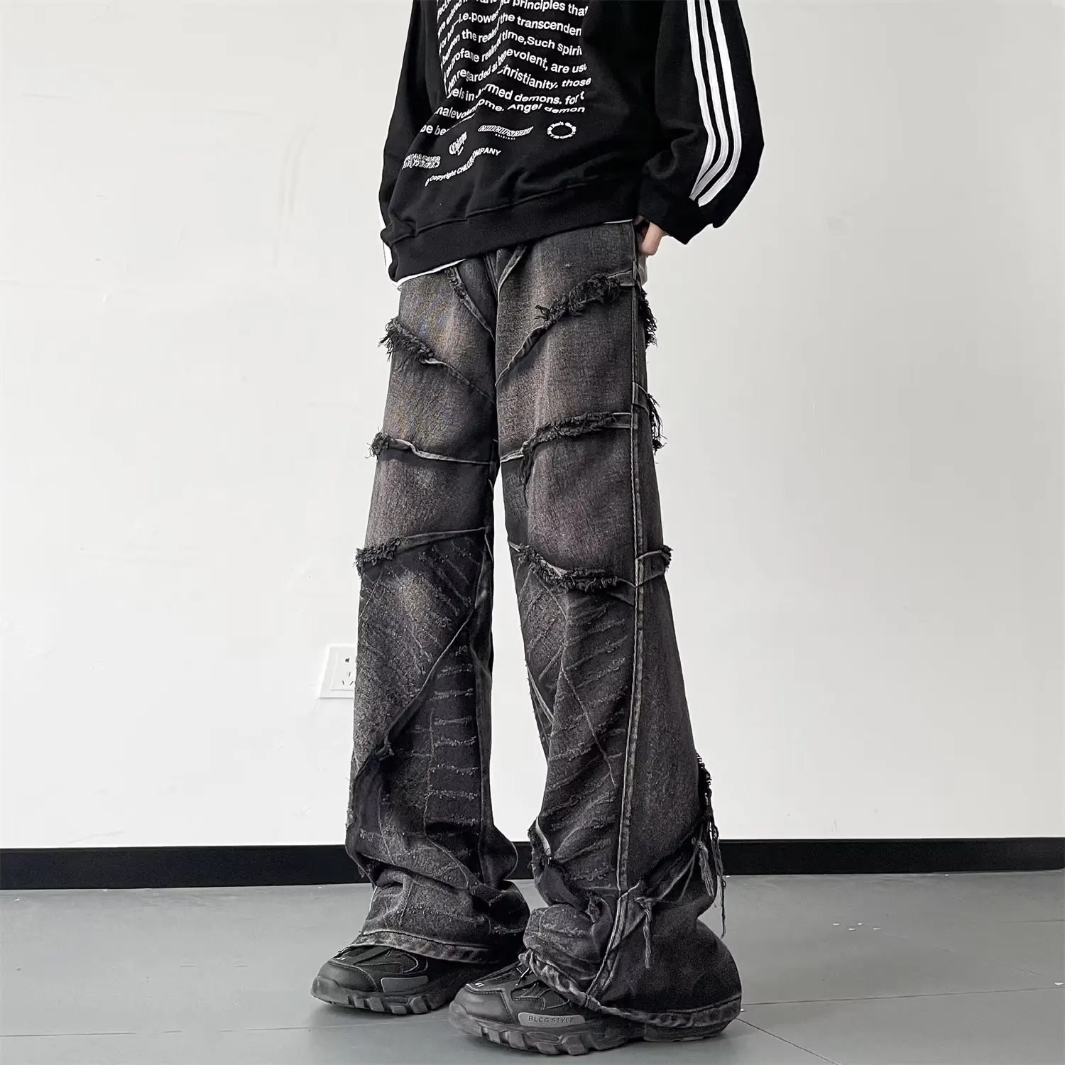 Street clothing luggage jeans Y2K hip-hop retro luggage jeans mens jeans wide leg oversized denim pants mens jeans 250403
