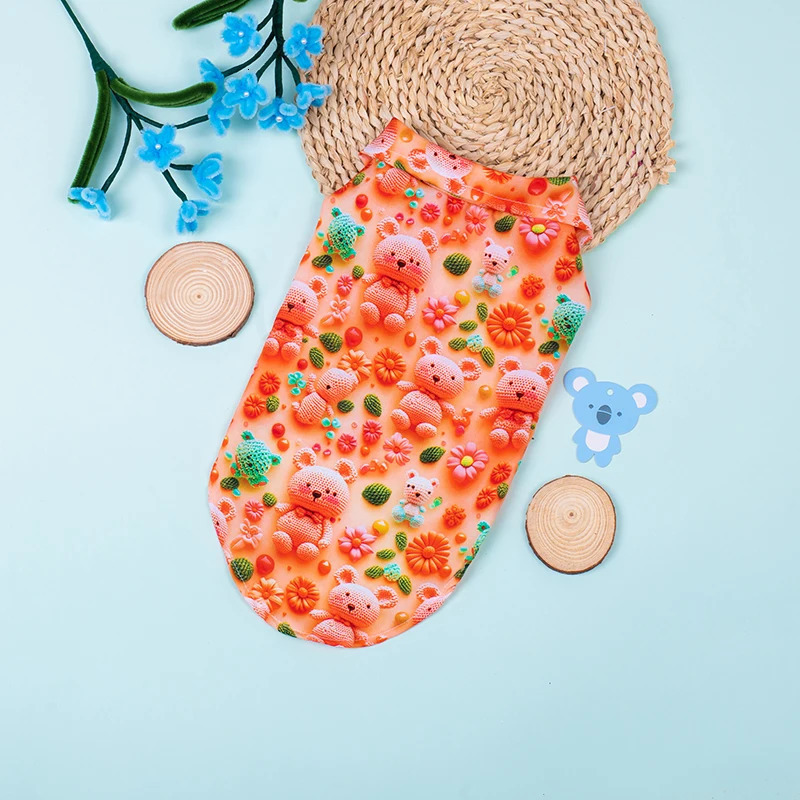 Cute Printe Beach Dog Cat Shirt Summer Pet Clothes for Small Medium Dogs Teddy Bichon Puppy T-shirt Outdoor Playing Pet Costume 250407