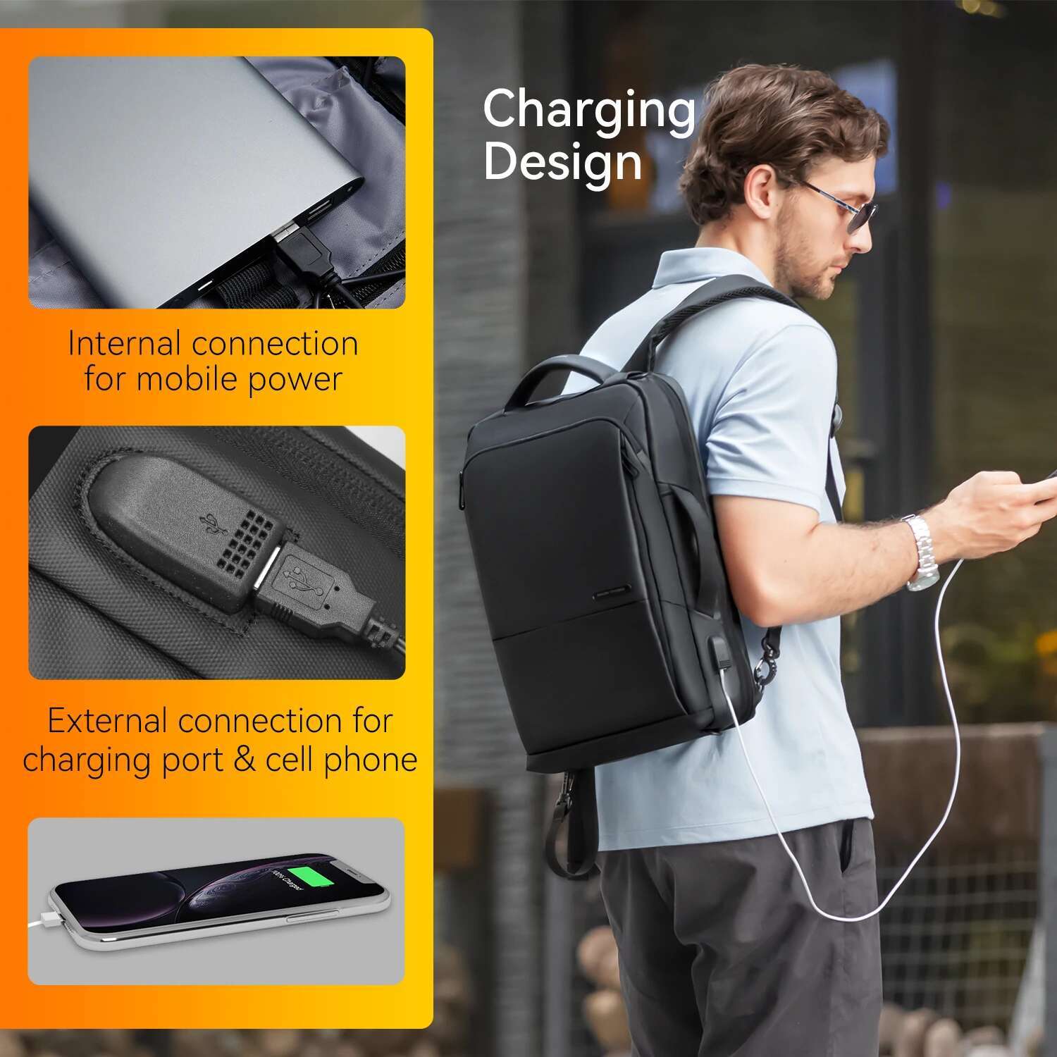 Mark Ryden 15.6 Inch Laptop Backpack Travel With USB Charging Port School Backpacks Waterproof Bag For Men