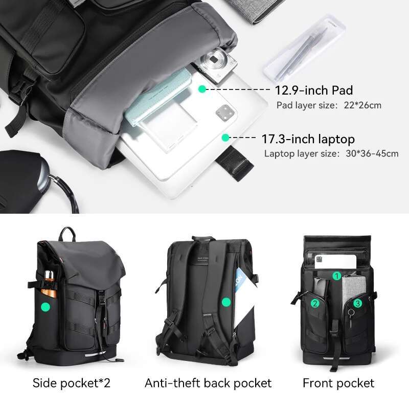 Mark Ryden Men's Travel Expandable 17.3-Inch Laptop Bag Multifunctional Waterproof Backpack Bookbags
